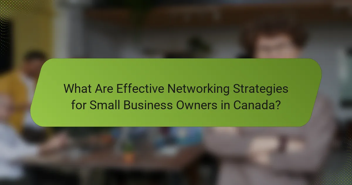 What Are Effective Networking Strategies for Small Business Owners in Canada?