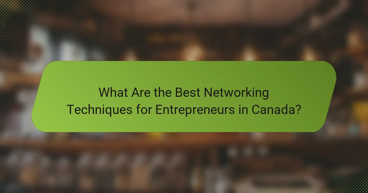 What Are the Best Networking Techniques for Entrepreneurs in Canada?
